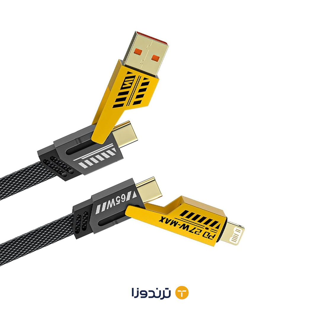 کابل شارژ تبدیل شونده چهارکاره VYVYLABS Elite Series 4 in 1 Fast Charging Cable VCSHY65-BK - Image 4